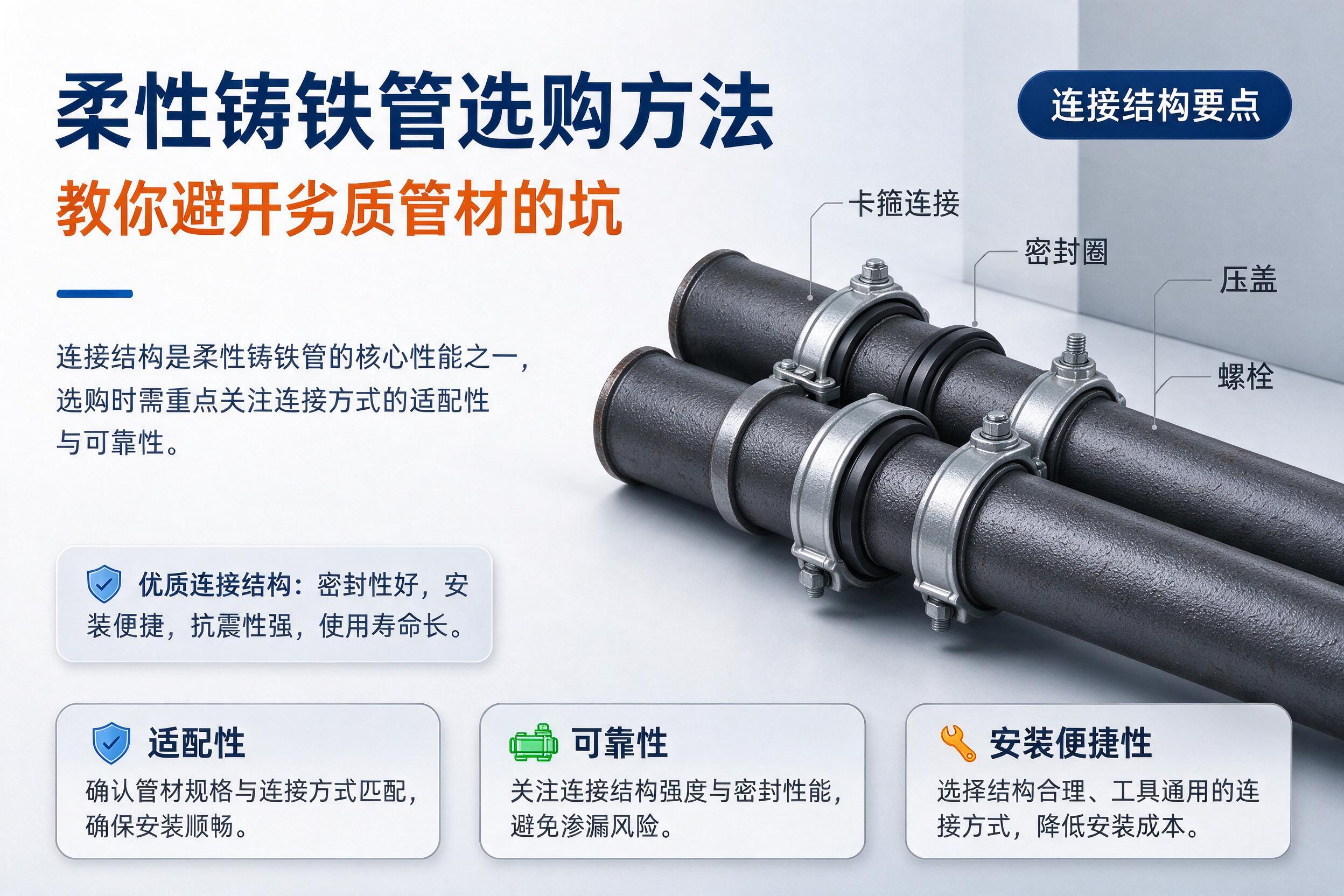 三都柔性铸铁管选购方法 教你避开劣质管材的坑