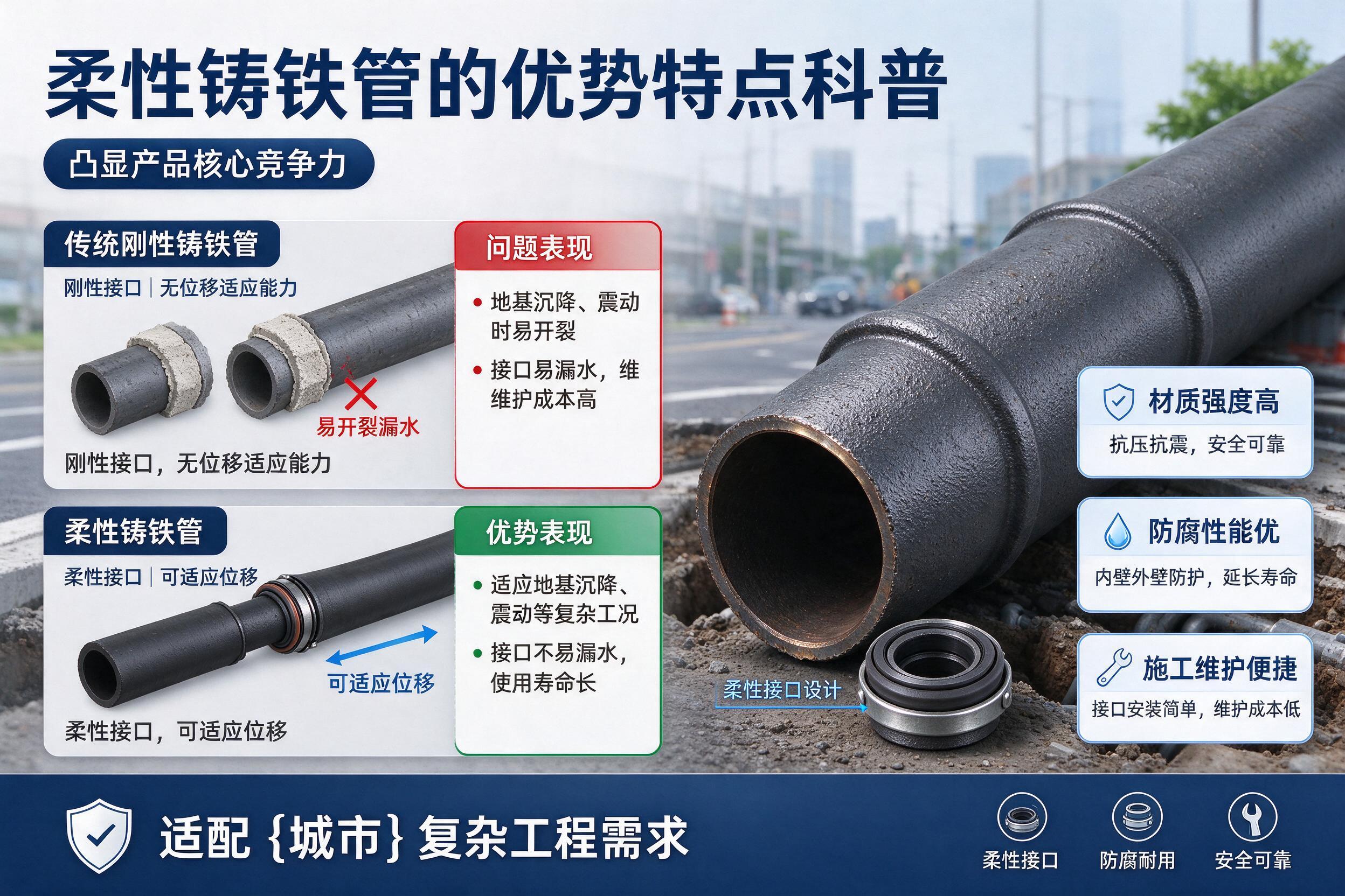 三都柔性铸铁管的优势特点科普 凸显产品核心竞争力