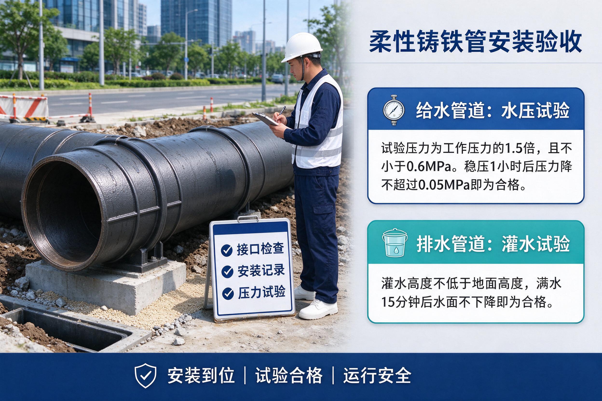 三都柔性铸铁管安装后怎么验收 合格标准是什么