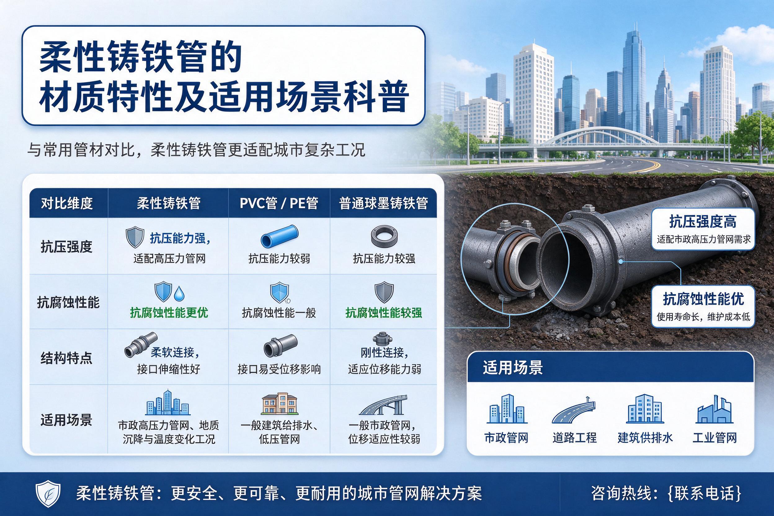 三都柔性铸铁管的材质特性及适用场景科普