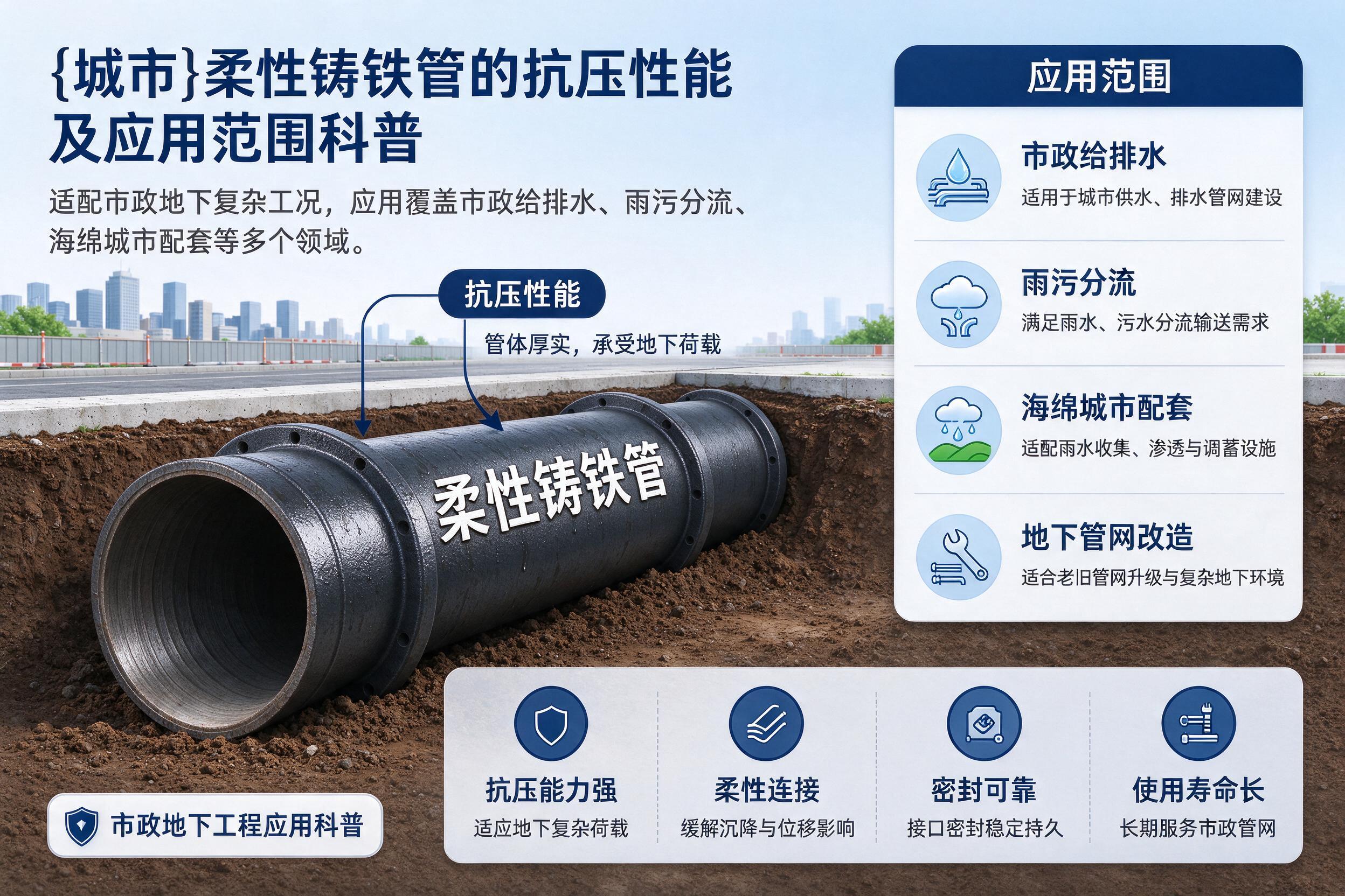 三都柔性铸铁管的抗压性能及应用范围科普