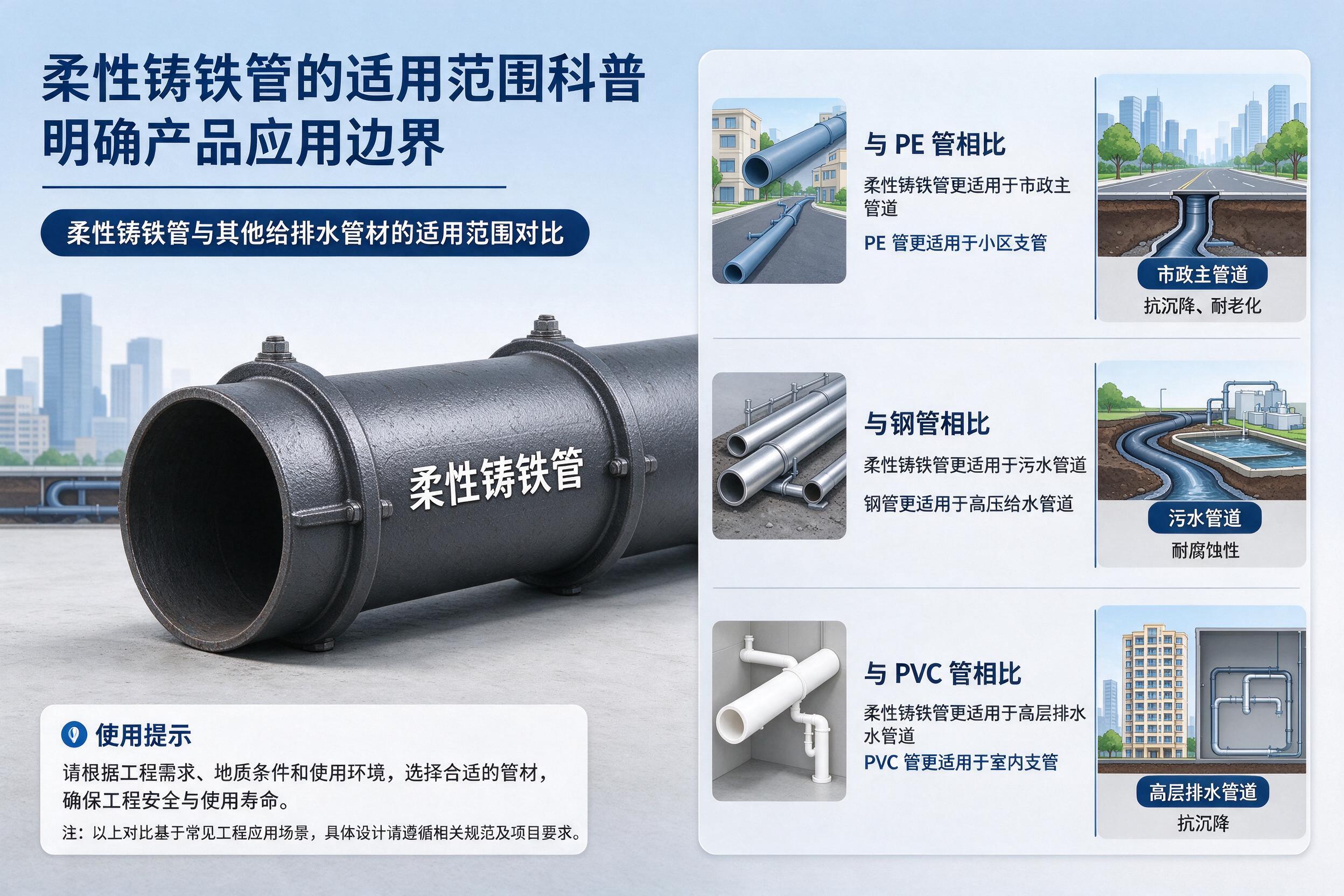 三都柔性铸铁管的适用范围科普 明确产品应用边界