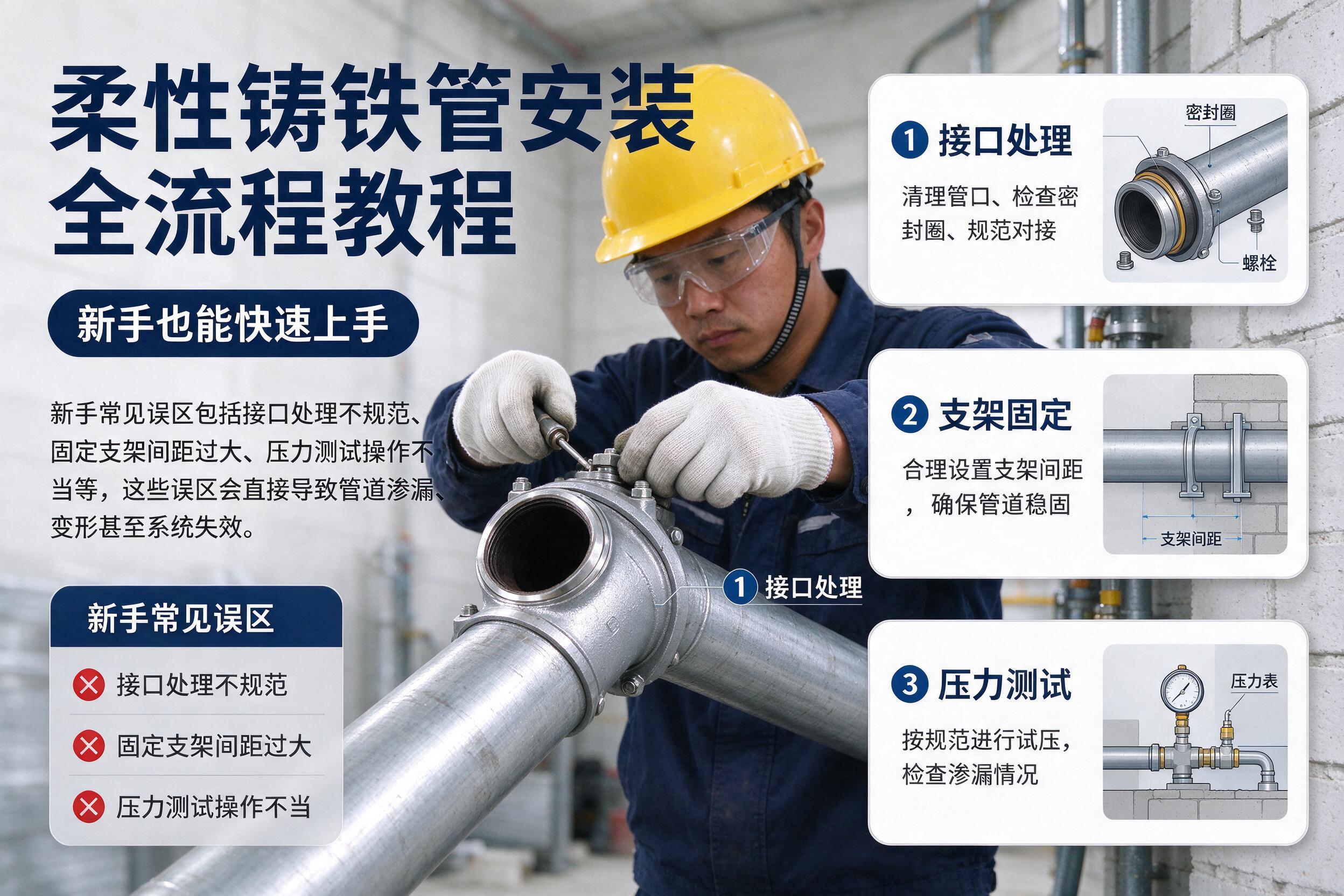 三都柔性铸铁管安装全流程教程 新手也能快速上手